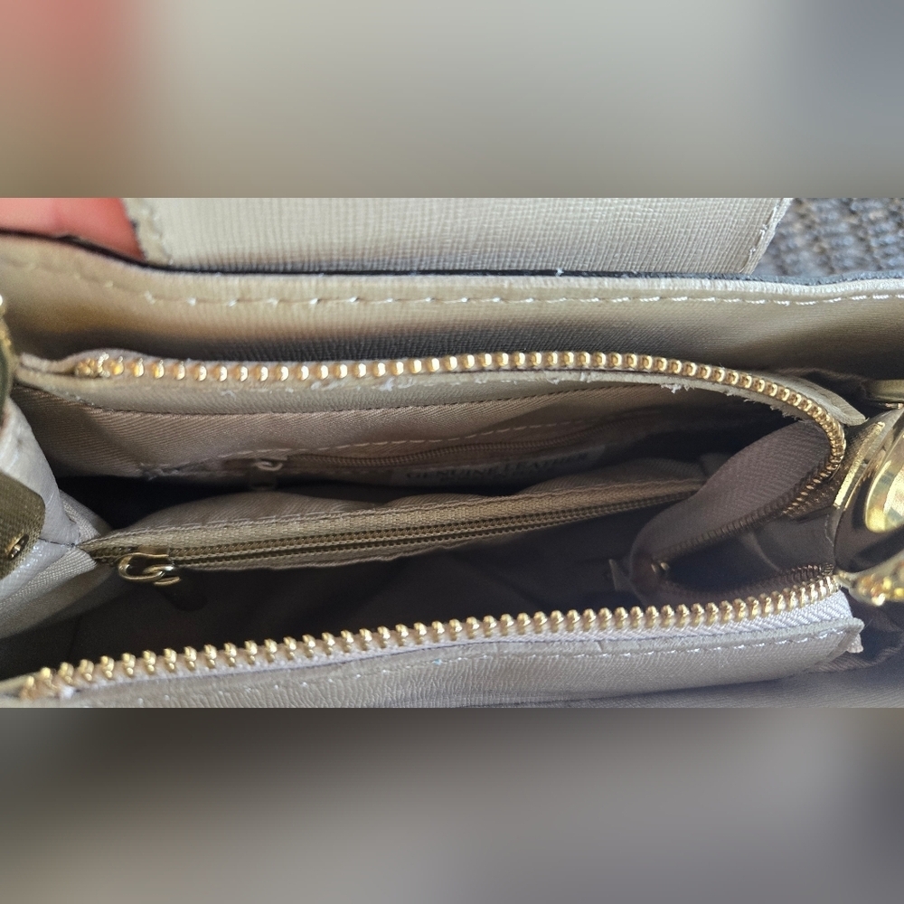 Vera Pelle Italy Leather Grey Hand Shoulder Bag EUC - Picture 6 of 7